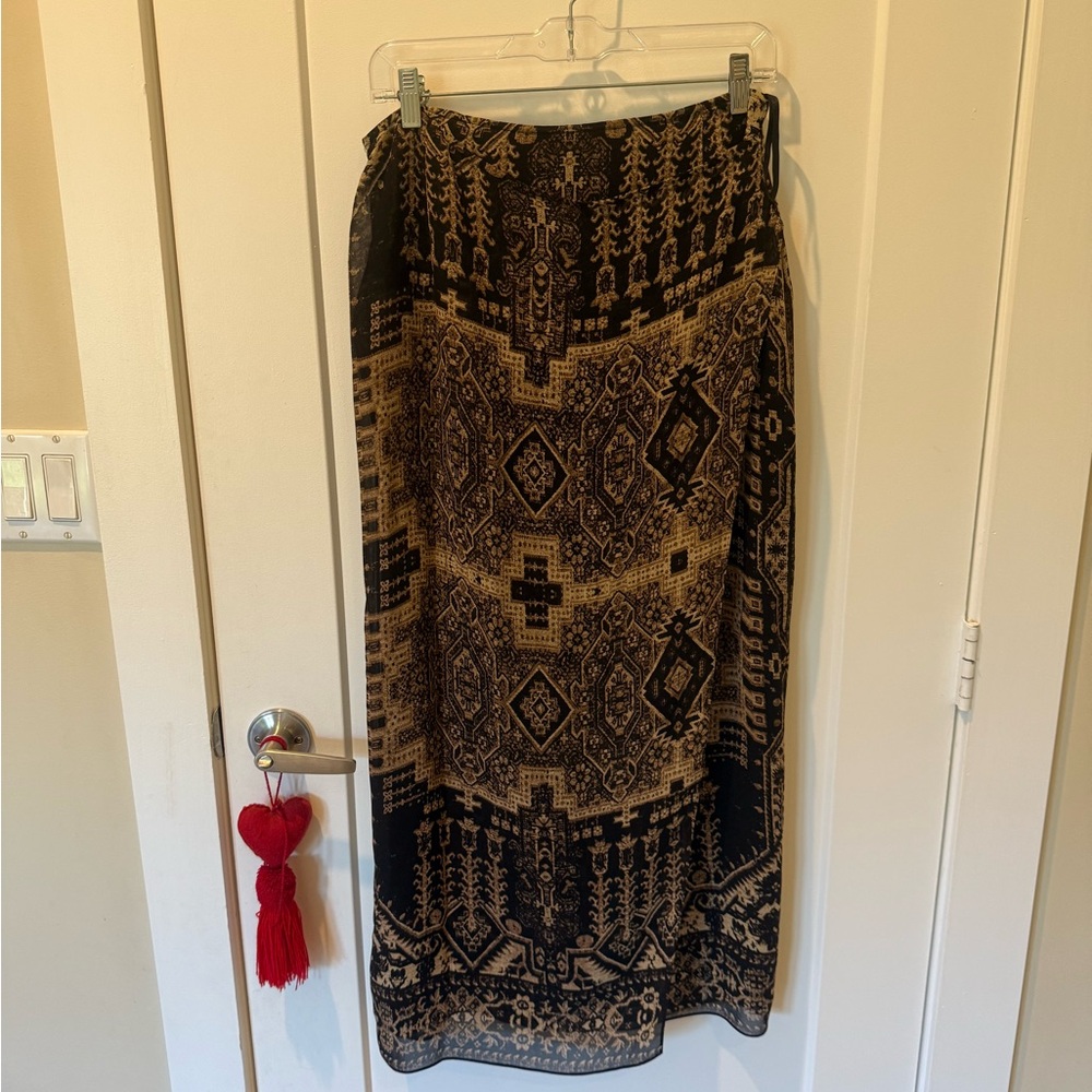 VINTAGE Emanuel Ungaro Black and Brown Patterned Pencil Skirt